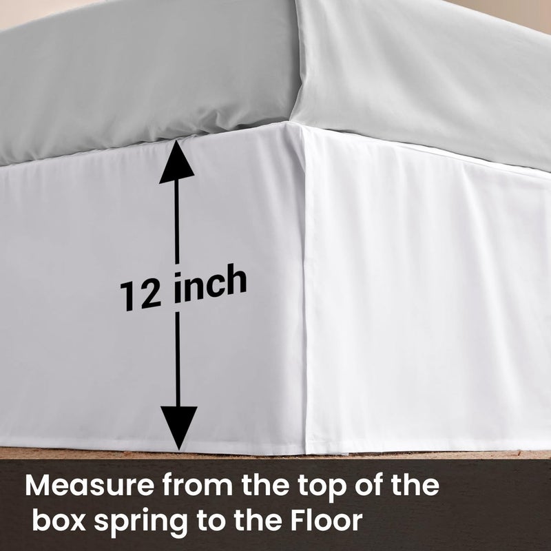 SGI Bedding 12 inch Drop Bed Skirt Twin Size - Platform Style with Secure Fit, Classic Tailored Look, Elegant Pleated Style Dust Ruffle, Split Corners, Wrinkle Resistant Microfiber - White - Image 5